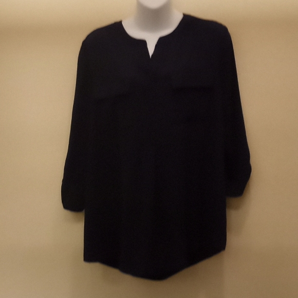 Cathy Navy Crepe Blouse - Picture 3 of 14